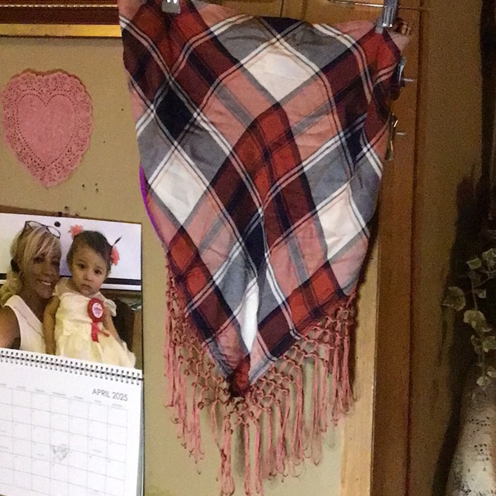 Plaid Fringe crop top